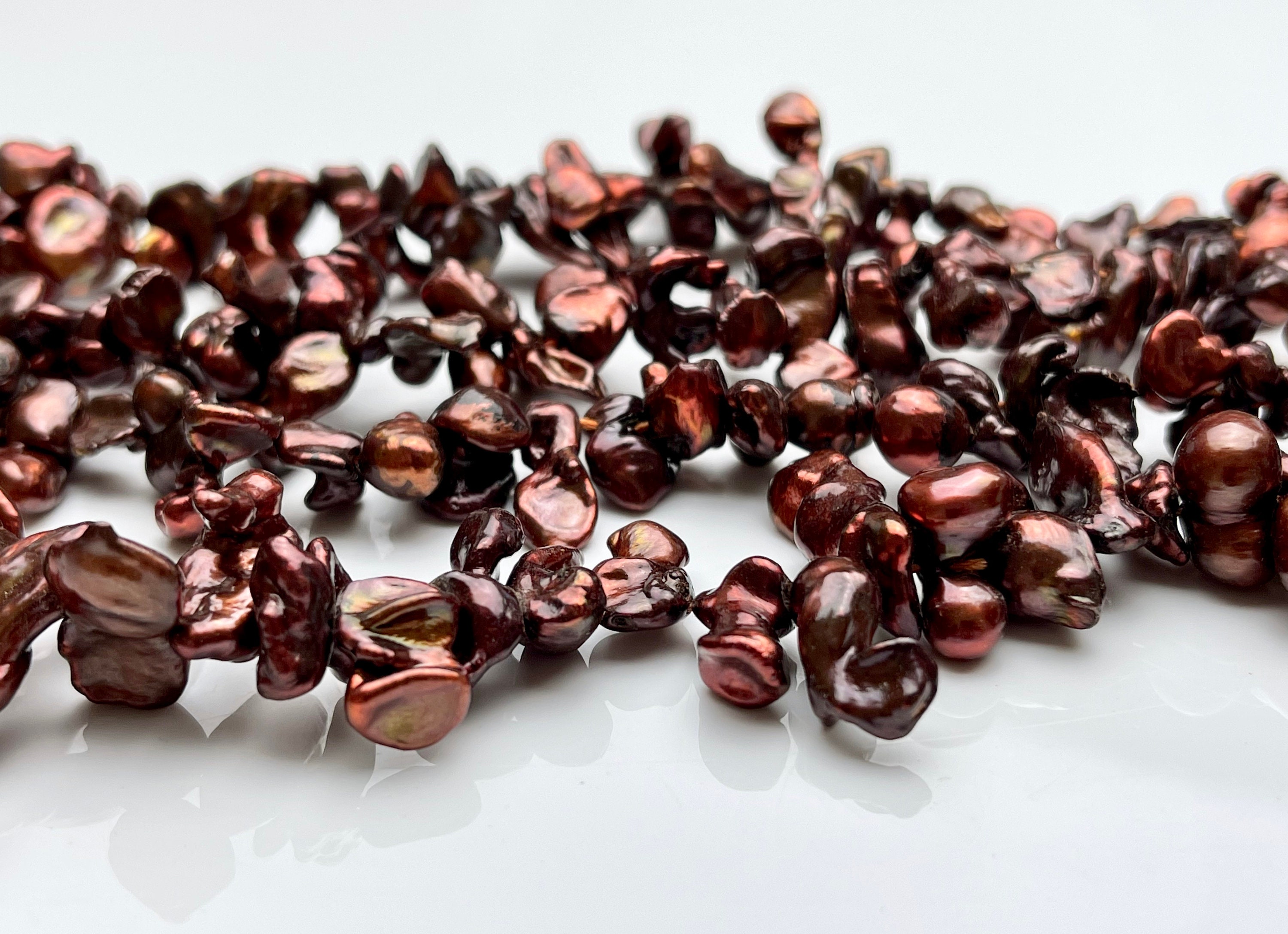 8-10x15-20mm AA Double Keshi Dark Orange Copper Brown Color