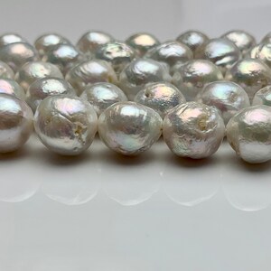 10-13 mm Natural White Baroque Freshwater Pearl Beads, Cultured Baroque Pearls, Natural Edison Flameball Freshwater Pearl Beads 470 image 3
