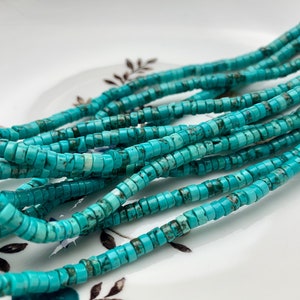 4 mm Turquoise Heishi Rondelle Shape Gemstones Loose Beads 15 Inches Strand #2580