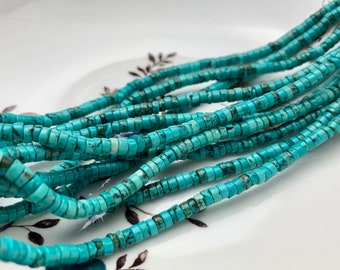 4 mm Turquoise Heishi Rondelle Shape Gemstones Loose Beads 15 Inches Strand #2580