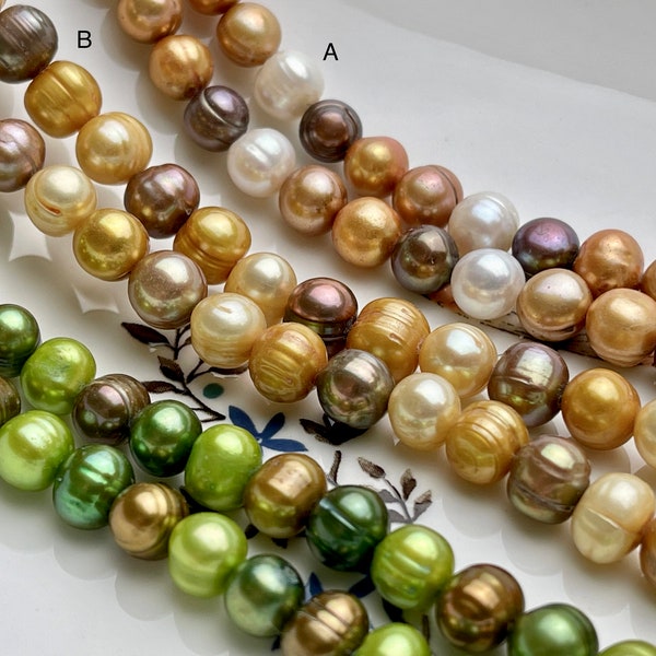 8-9 mm Multi Color Potato Freshwater Pearl Beads, Mixed Color Potato Pearls, Genuine Cultured Freshwater Pearl Beads #552