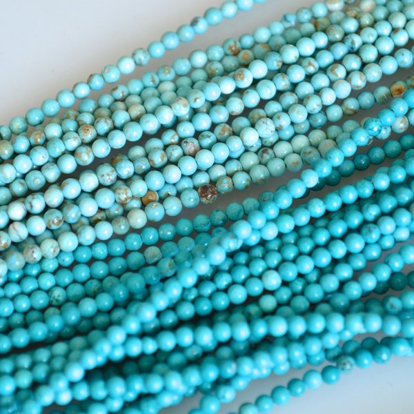 2mm Smooth Round Tiny Howlite Turquoise Color Beads Smooth Howlite Gemstone Beads #496