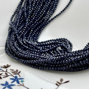 2-2,5 mm gefacetteerde ronde kleine blauwe zandsteen edelsteen kralen echte natuurlijke zandsteen losse kralen 13 inch strand #4112