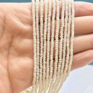 1.5x2-2.5 mm AAA Natural White OR Gray Tiny Freshwater Pearl Roundel/Button Shape Genuine Top Quality Freshwater Seed Pearl Beads  #1119