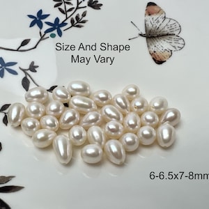 5 Pieces AAA 6.5-7x9-11 mm Top Quality High Luster TearDrop/Oval Half Drilled Freshwater Pearls Genuine Natural Freshwater Pearls #1636