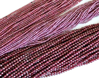 WHOLESALE 2mm 2.5mm 3mm Natural Tiny Garnet Beads Natural Red Color Faceted Round Shape Size 2mm 2.5mm 3mm   #2050