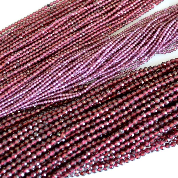 WHOLESALE 2mm 2.5mm 3mm Natural Tiny Garnet Beads Natural Red Color Faceted Round Shape Size 2mm 2.5mm 3mm   #2050