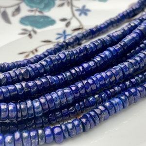 4mm 5mm 6mm 7mm 8mm 100% All Natural Smooth Heishi Blue Lapis Gemstone Beads Genuine Natural Blue Color Lapis Beads 8 Inches Strand #3714