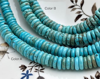 10-11 mm Smooth Rondelle Shape Turquoise Gemstone Beads Green Blue And Brown Color Turquoise #4066