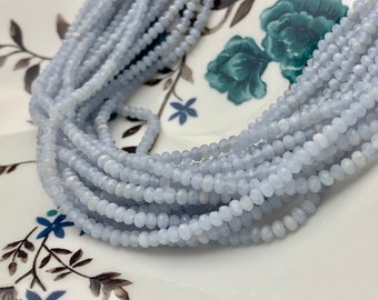 2 x 3 mm Natürliche Farbe Facettierte Rondell Chalcedon Edelstein Perlen Top Qualität Mikro facettierte Blaue Chalcedon Edelstein Lose Perlen #2452