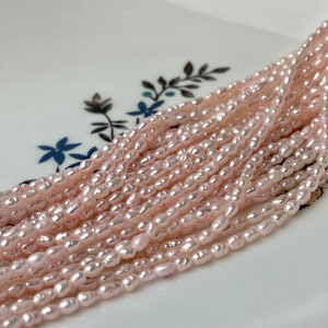 1.8-2x3 mm Baby Pink Color Rice Tiny Freshwater Seed Pearls Genuine Freshwater Pearls  #P2372