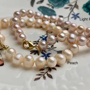 7-8 mm Natural Pink / Peach Freshwater Pearl Bracelet With 14K Gold Filled Clasp 7.5 Inches Bracelet Genuine Freshwater Pearl Bracelet #1132