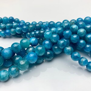 WHOLESALE 6mm 8mm AA Smooth Round Natural Apatite Gemstone Beads High Quality Round Apatite Beads. 8 Inches Strand #2265