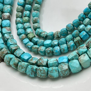 5mm 6mm Micro Faceted Cube Dice Square Shape Multi Blue Turquoise Blue Brown Color 15.5 Inches #4031