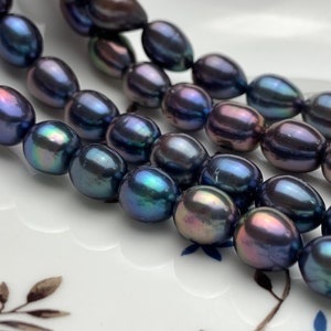 10-11x12-14 mm AAAA High Luster Peacock Rice/Oval Freshwater Pearl Bead Cultured Freshwater Pearl Beads Genuine Freshwater Pearls #1735
