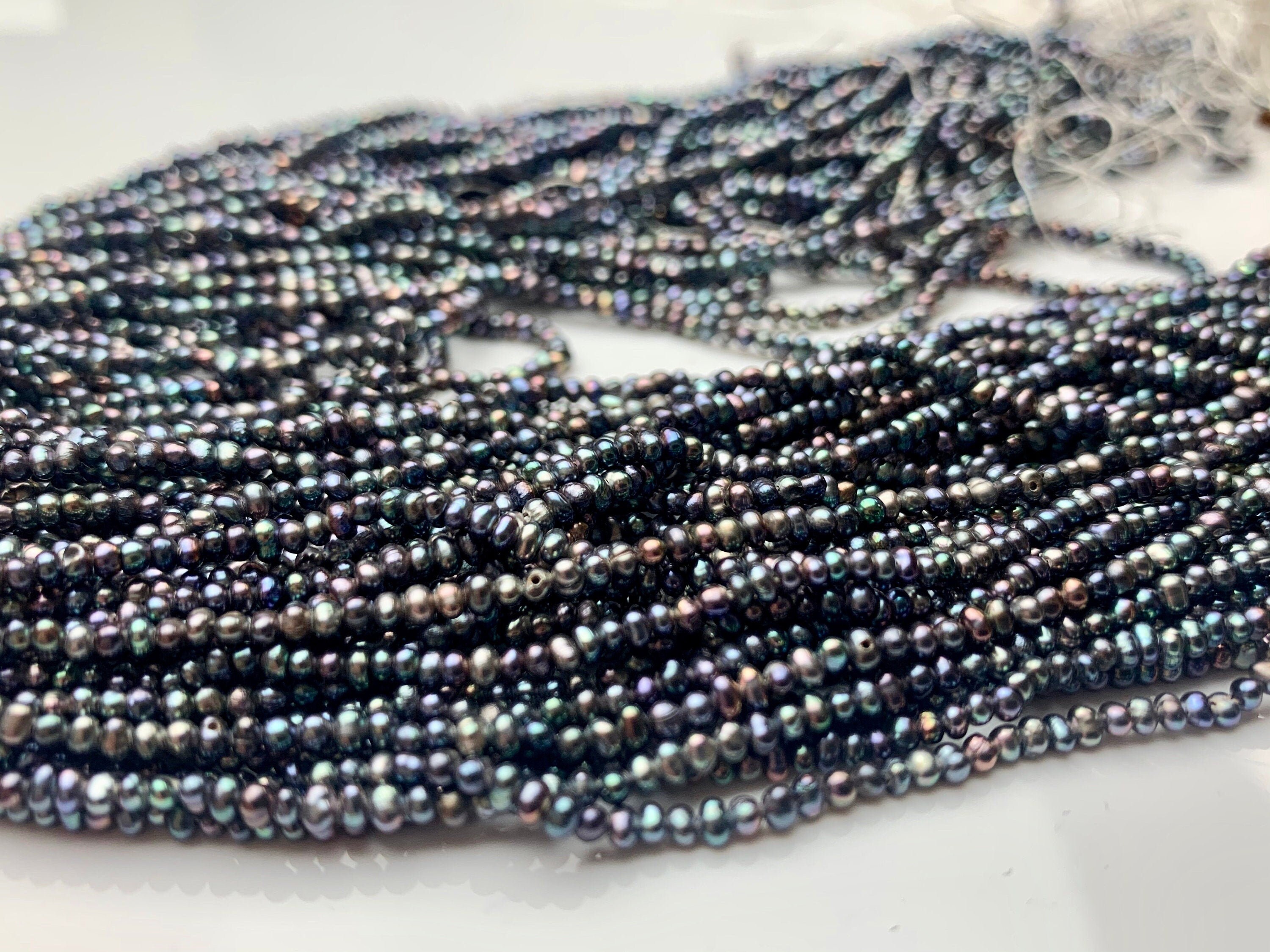 2-3mm Seed Pearls, Loose Peacock Small Pearl Beads, Natural Black Baroque  White 14.5 Inches Pb848 - Yahoo Shopping