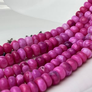 6-9 mm Smooth Rondelle Pink and Purple Color Large Hole Opal Gemstone Beads Genuine 1.0mm Hole Natural Peruvian Opal 8 Inches Strand #4356
