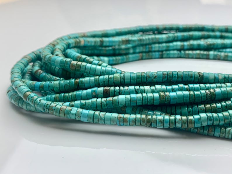 4 mm Natural Turquoise Heishi Rondelle Shape Genuine Natural Multi Color Turquoise Gemstones Loose Beads 15 Inches Strand #3250