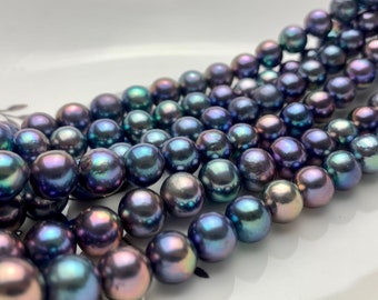 7.5-8 OR 8.5-9mm AAAA Very Rare Rainbow Peacock Round Freshwater Akoya Quality Pearl Genuine Round Peacock Cultured Freshwater Pearls #P1248