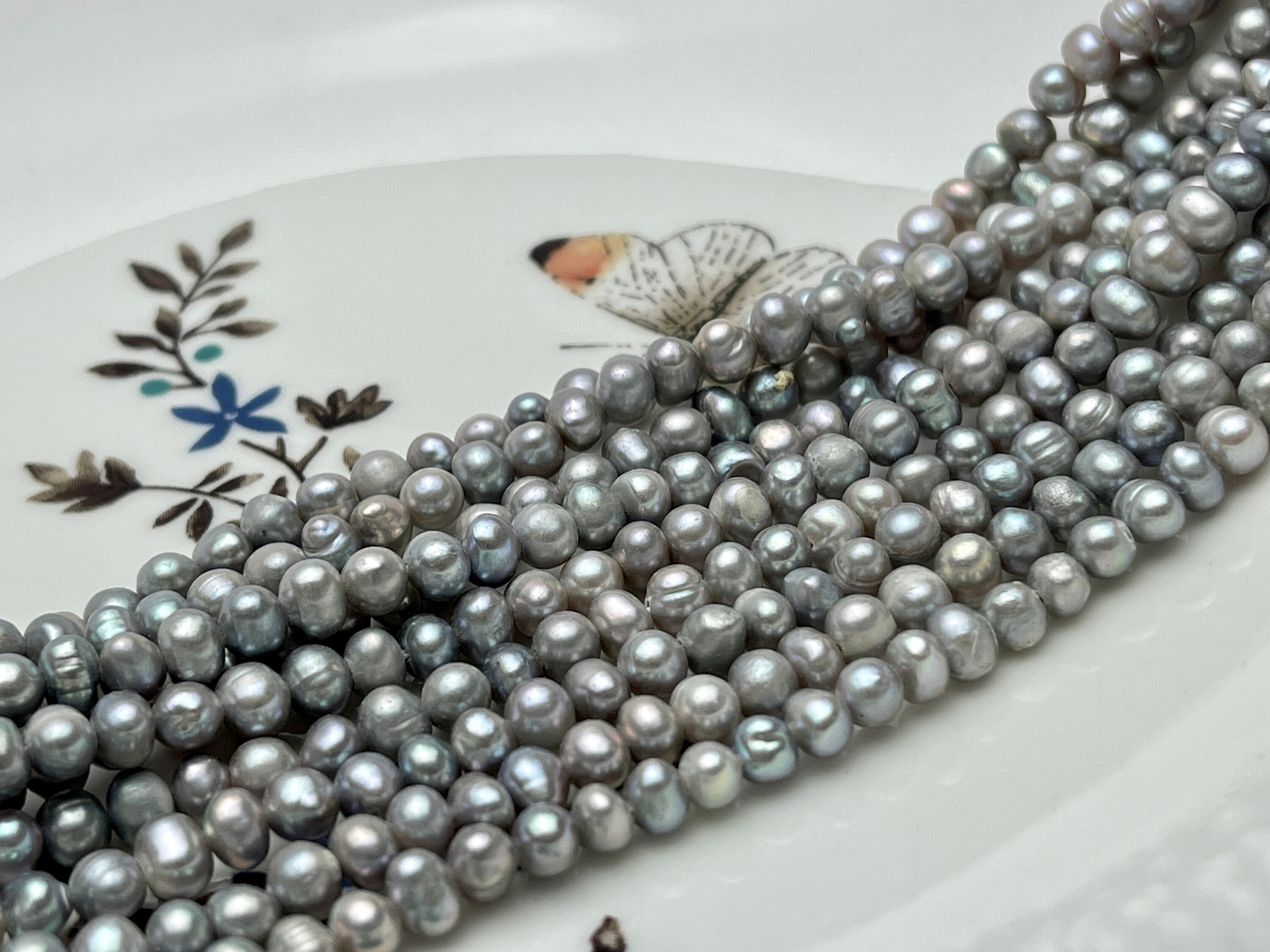 Silver Grey Freshwater Pearls Etsy