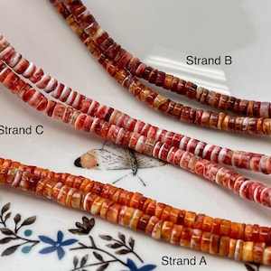 5mm AAA Natural Orange Red Purple Spiny Oyster Shell Heishi Rondelle Shape Genuine Beautiful Natural Spiny Oyster Beads 16 Inch Strand #4279