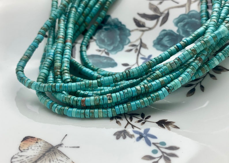 4 mm Natural Turquoise Heishi Rondelle Shape Genuine Natural Multi Color Turquoise Gemstones Loose Beads 15 Inches Strand #3250