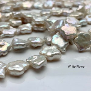 10-12 mm Rare Star Flower Shape Genuine Freshwater Pearl Beads in Natural White, Seaweed OR Peach Colors, Limited Edition 104 image 3