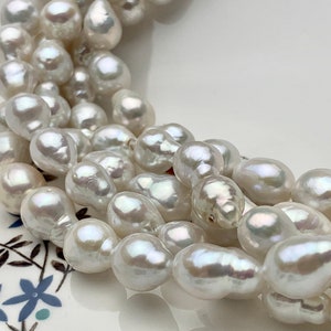 8-9x10-12 mm AAAA Very Rare Baroque Natural White Freshwater Pearls Top Quality Super High Luster White Baroque Pearls P1599 image 4