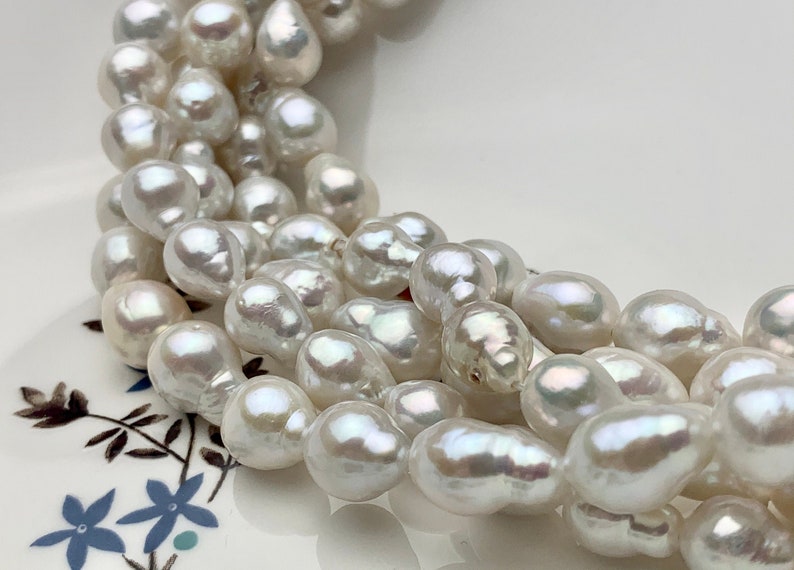 8-9x10-12 mm AAAA Very Rare Baroque Natural White Freshwater Pearls Top Quality Super High Luster White Baroque Pearls P1599 image 4