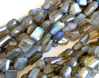 Natural Semi Precious Gemstone Rainbow Labradorite Beads Natural Color Diamond Cutting Flat Irregular Shape 10 Inch # 2084