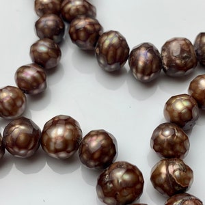 8-9 mm OR 10-11 mm Half Strand  Faceted Medium Champagne Potato Freshwater Pearl Beads Limited Edition Faceted Genuine Pearl Beads #690