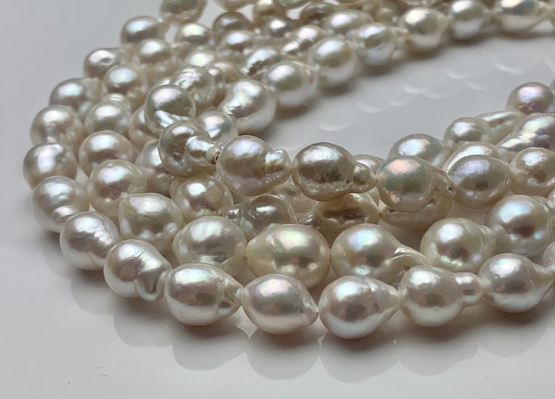 8-9x10-12 mm AAAA Very Rare Baroque Natural White Freshwater Pearls Top Quality Super High Luster White Baroque Pearls P1599 image 7