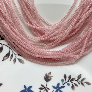BEST DEAL 2x2.5 mm AAA Faceted Rondelle Tiny Rose Quartz Gemstone Beads Genuine Natural Pink Rose Quartz Loose Beads 13 Inches Strand  #2512