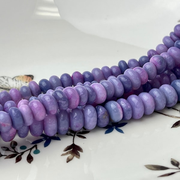 6-10 mm Smooth Rondelle Multi Pink Purple Opal Large Hole Gemstone Beads Hole Size 1.0mm Genuine Peruvian Opal 8 Inches Strand #4373