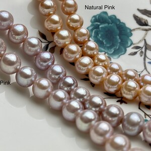 10 mm Half Strand Extra Shiny Large Hole Natural White/Pink OR Gray Round Freshwater Pearl 1.5mm 2.2mm Hole High Luster Genuine Pearls 231 image 4