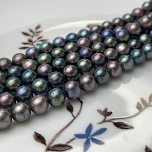 5.5-6.5 mm AAA Peacock Color Potato Freshwater Pearl Beads Genuine Very High Luster Smooth And Shiny Freshwater Peacock Colored Pearls #1997
