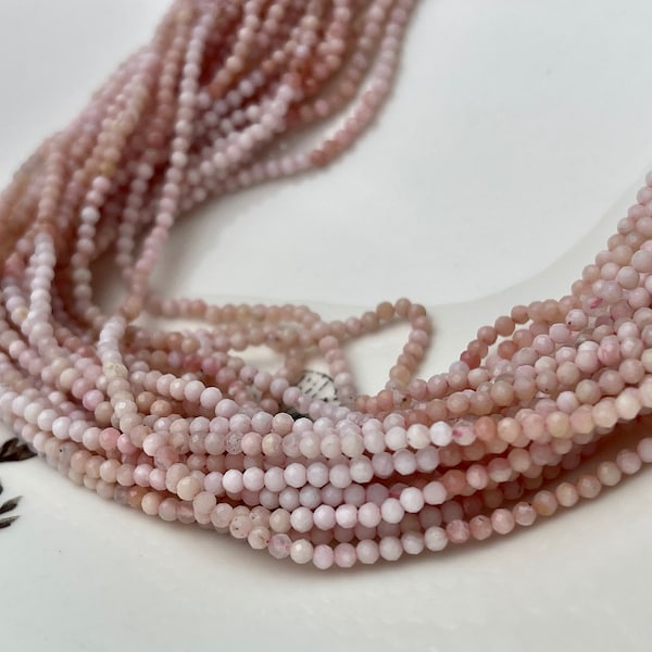 2mm Faceted Round Tiny Pink Opal Gemstone Beads 13 Inches Strand #4317