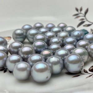 ONE Piece Rare AAAA 11.5-13 mm Top Quality High Luster Half Drilled Gray Color Edison Freshwater Pearls Genuine Cultured Edison Pearl #P1131