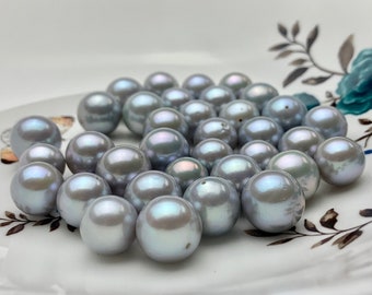 ONE Piece Rare AAAA 11.5-13 mm Top Quality High Luster Half Drilled Gray Color Edison Freshwater Pearls Genuine Cultured Edison Pearl #P1131