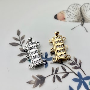 10x12 mm 925 Sterling Silver/Gold Bar Shape Clasp Genuine Sterling Silver Findings 925 Sterling Silver Multi Strands Clasps With CZ #10100