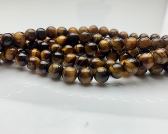 4mm 6mm 8mm 10mm 12mm Smooth Round Tiger Eyes Semi Precious Stone Beads, Natural Gemstone Beads, Round Smooth Natural Tiger Eyes Beads #390