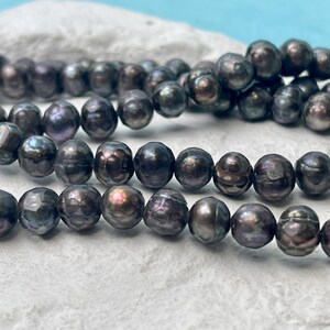 8 mm Faceted Potato Freshwater Pearl Dark Peacock  Rare Genuine Faceted Cultured freshwater Pearl Beads #1033