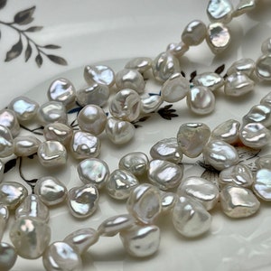 8-9x10-11 mm AAAA Natural White Keshi Freshwater Pearls Top Drilled Keshi Pearl Beads High Luster W/Slightly Pink Genuine Keshi Pearl  #1036