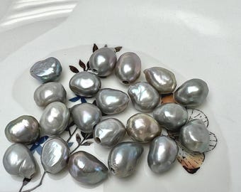 10-11x12-15 mm Large Hole Gray Color Rice Nugget Shape Freshwater Pearls Beads Hole Size 2.1mm  #P3835
