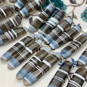 10x28-46 mm AAA Faceted Oval Natural White Blue Gray Color Peru Boulder Opal Beads Genuine Top Drilled Flat Boulder Opal 16 Beads #3519