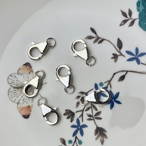 15 mm .925 Sterling Silver Lobster Clasp with Jump Ring, Sterling Silver Findings Clasp, Silver Lobster Clasp with Ring (428-SCL15)