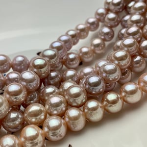 10 mm Half Strand Extra Shiny Large Hole Natural White/Pink OR Gray Round Freshwater Pearl 1.5mm 2.2mm Hole High Luster Genuine Pearls 231 image 6