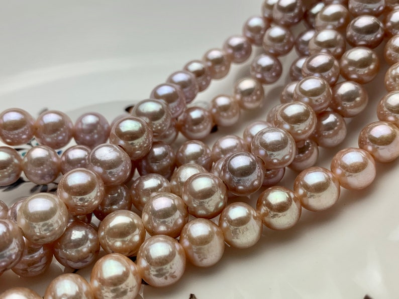 10 mm Half Strand Extra Shiny Large Hole Natural White/Pink OR Gray Round Freshwater Pearl 1.5mm 2.2mm Hole High Luster Genuine Pearls 231 image 6