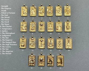 Arcana Tarot Card Charms voor ketting, 18K Gold Filled Charm Hanger met CZ, antieke Charms voor sieraden maken, één stuk #CR0001