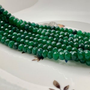3x5mm 4x6mm 5x8mm Faceted Rondelle Jade Green Color Agate Gemstone Beads Genuine Agate Gemstone Loose Beads 14 Inches Strand #2775